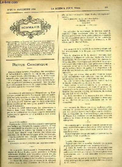 La science pour tous n 37 - Les machines a composer a l'exposition, Les albuminoides, Ce que coute une course de paquebot, L'anthropomtrie, Recettes et procds nouveaux, Le comblement du lac Leman, Nouvelle falsification des cafs en Allemagne