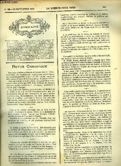 La science pour tous n 39 - La population en France en 1888, Les pingouins, Le pavillon des forts, L'risyple, Le surmenage intellectuel, L'criture hunno-seythique, Les poids assyriens, Le supplice d'une prtendue sorcire, Par lagrace de Dieu