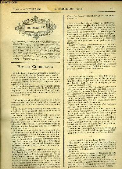 La science pour tous n 41 - Congrs international d'ethnographie, Colonie du Sngal, Araignes voyageuses, Les merveilles de la science, la Champagne, L'glise et l'tat au moyen age, L'instruction scolaire et l'instruction militaire, Monnaie biblique