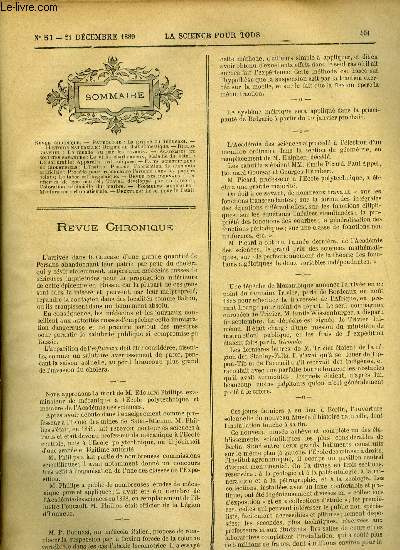 La science pour tous n 51 - La grippe ou influenza, Origine du chat domestique, Le monde vu par les savants, Le virux charbonneux, Maladie du btail, Le sol arable, Appareils hydrauliques, L'institut Pasteur, Fabrication de diamants artificiels, Procd