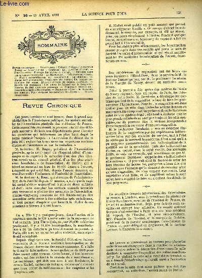 La science pour tous n 16 - Hbert, Peligot, Le marquis Tseng, Gentiane, Les girofles d'hiver, Elevage des truites en tangs, Le microscope, Obock, Le charbon, La chasse aux genouilles, Pronostics du temps, Du rapport numrique des sexes, Manire