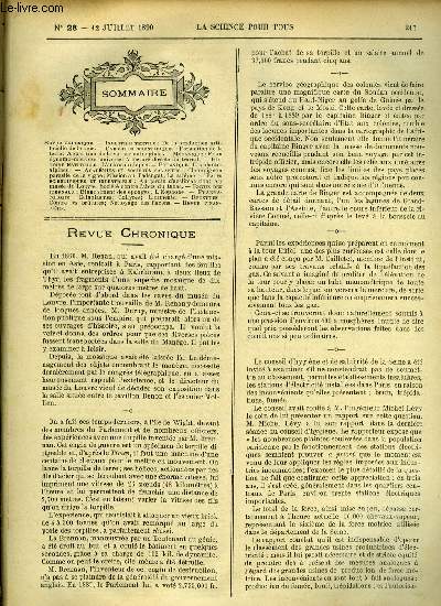 La science pour tous n 28 - De la production artificielle de la soie, Formation de la terre, Apparition de la vie sur notre globe, Frein dynamo-mtrique universel a lecture directe du travail, Les plantes alpines, Champignon parasite de la vigne, Mission