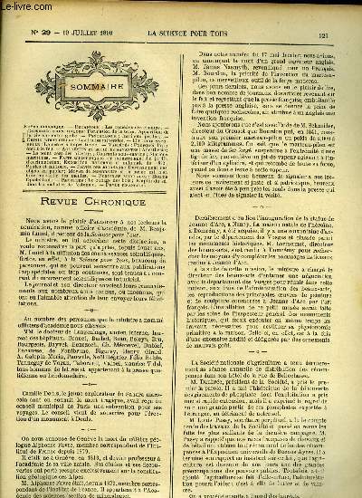 La science pour tous n 29 - Les remdes des champs, Formation de la terre, Apparition de la vie sur notre globe, Instincts perdus, Les huiles minrales, Le cercerie bupresticide, Pourquoi l'eau teint le feu, Le point zro des niveaux, Courants