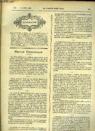 La science pour tous n 32 - Discours de M. Bourgeois au concours gnral, Les gaz explosifs, Expriences sur le grisou, Dans les tnbres de l'Afrique, Appareil trigorifique, Un chne prhistorique, Un moustiquaire lectrique, Le Panbotano, Une grande