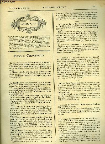 La science pour tous n 33 - Premire excution par l'lectricit, Raffinage des huiles minrales, Fabrication de l'artillerie au Creusot, Dans les tnbres de l'Afrique, L'heure nationale, Un cas curieux de ptrification, Calcul de statistique, Ascension