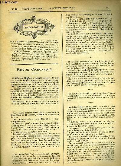 La science pour tous n 36 - Les cyclones, trombes ou tornados, Lebois de teck, Les ponts lgers pour l'usage des armes, Mtorite diamantifres, Les orgues hydrauliques et les flutes gyptiennes, Plantes carnivores, Caractre physiologique