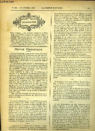 La science pour tous n 42 - Une ascension scientifique au Mont Blanc, Photographie : recettes et procds, Les tourelles cuirasss construites au Creusot, Le pain sans mie, Reproduction photographique a distance, Question de priorit, Tourbillon