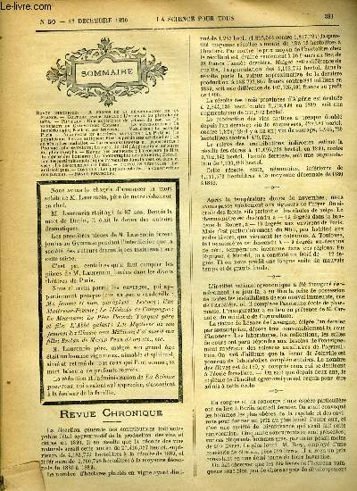 La science pour tous n 50 - A propos de la dpopulation de la france, L'arachide ou pistache de terre, Une exprience de vitesse du son, Le monument de Christophe Colomb, La tuberculose : la bactriologie, Koch et ses travaux, Le pav de Paris