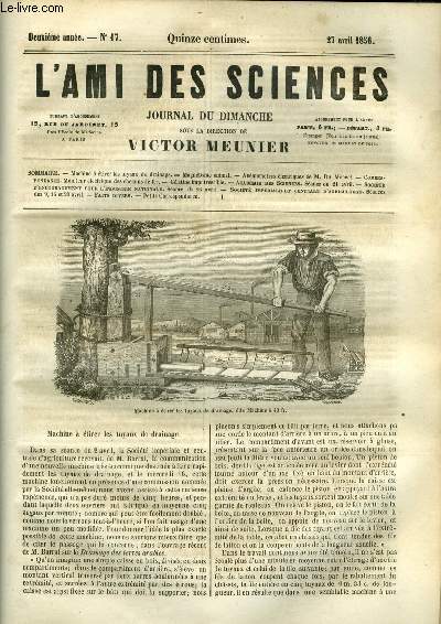 L'ami des sciences n 17 - Machine a tirer les tuyaux de drainage, Magntisme animal, Anmomtres lectriques de M. du Moncel, Moniteur lectrique des chemins de fer, Glatine imputrescible