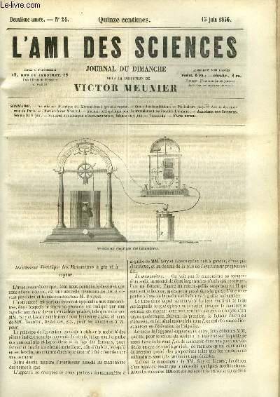 L'ami des sciences n 24 - Avertisseur lectrique des manomtres a gaz et a vapeur, Cause des inondations, Pisciculture (fin), Avenir des environs de Paris, Cherche fuites Maccaud, Machine orthopdique pour le tremblement oscillatoire des mains