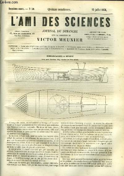 L'ami des sciences n 30 - Embarcations a hlice mue par l'action des mains ou des pieds, Le chameau comme animal lainifre, Architecture navale, Le casse pierre, Locomotive porte rails