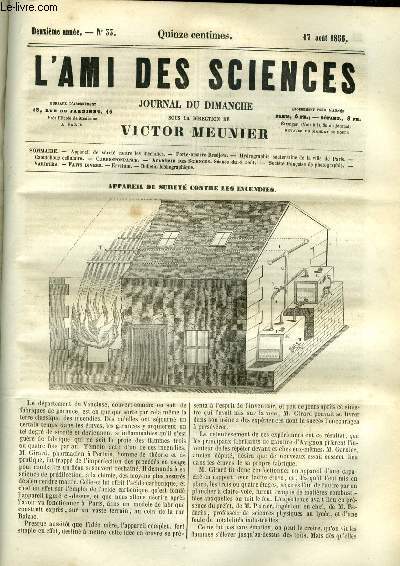 L'ami des sciences n 33 - Appareil de suret contre les incendies, Porte amarre Bradjow, Hydrographie souterraine de la ville de Paris, Caoutchouc cellulaire, Socit franaise de photographie