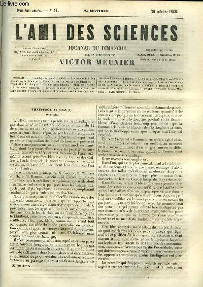 L'ami des sciences n 43 - Chauffage au gaz, Les logements a bon march, Le Japon et la Chine au point de vue de l'acclimation, Falsification du vinaigre, Vin de vinasse rtablie, Machines a vapeur et a air chaud combins, Hygine publique et progrs