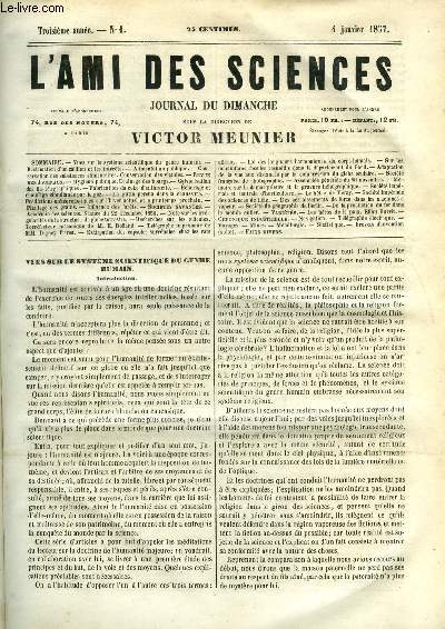 L'ami des sciences n 1 - Vues sur le systme scientifique du genre humain, Rclamation d'un million et les intrts, Alimentation publique, Conservation des substances alimentaires, Conservation des viandes, Hygine publique, Drainage des bourgs