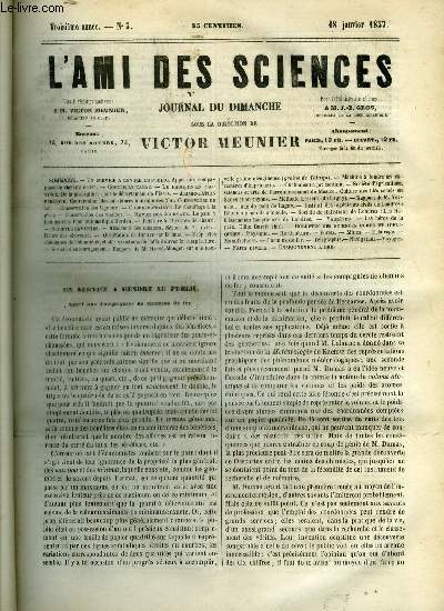 L'ami des sciences n 3 - Un service a rendre au public, appel aux compagnies de chemins de fer, Contre le tabac, Le progrs en province, De la pisciculture dans le dpartement de l'Isre, Conservation des substances alimentaire, Conservation du lait