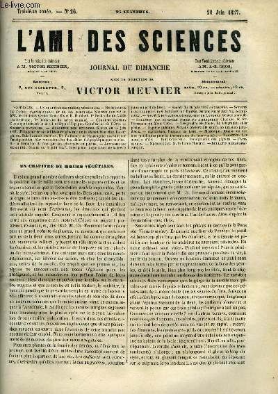 L'ami des sciences n 26 - Un chapitre des moeurs vgtales, Recherches de l'acide cyanhydrique et de ses composs, Chronique industrielle et scientifique d'Espagne, Canalisation de l'Ebre, Faits pour servir a l'histoire gnrale de la fcondation