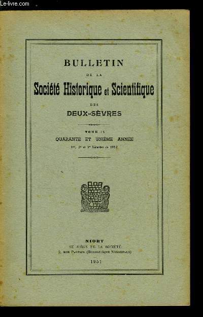 Bulletin de la socit historique et scientifique des deux-svres tome IX 1er, 2e et 3e trimestres - Le VIIIe congrs des socits savantes de la rgion des charentes et du poitou, Essai de reconstitution par la toponymie du pass prhistorique