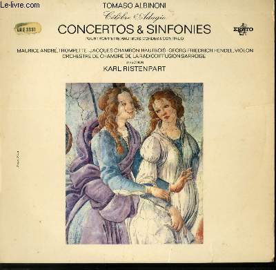 DISQUE VINYLE 33T CONCERTOS & SINFONIES POUR TROMPETTE , HAUTBOIS, CORDES & CONTINUO.