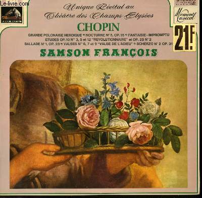 DISQUE VINYLE 33T GRANDE POLONAISE HEROIQUE / NOCTURNE N 5 OP 15 / FANTAISIE IMPROMPTU / ETUDES N3.5 ET 12 