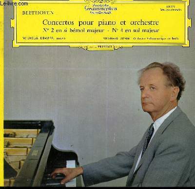 DISQUE VINYLE 33T CONCERTOS POUR PIANO ET ORCHESTRE N2 EN SI BEMOL MAJEUR / N4 EN SOL MAJEUR. PAR L'ORCHESTRE PHILHARMONIQUE DE BERLIN SOUS LA DIRECTION DE FERDINAND LEITNER AVEC WILHELM KEMPFF AU PIANO.