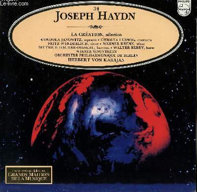 DISQUE VINYLE 33T LA CREATION, SELECTION.PAR L'ORCHESTRE PHILHARMONIQUE DE BERLIN SOUS LA DIRECTION DE HERBERT VAN KARAJAN.