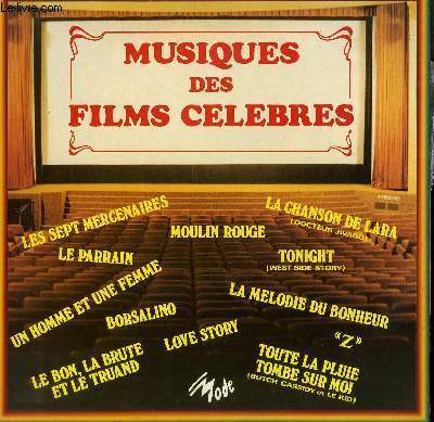 DISQUE VINYLE 33T MUSIQUE DES FILMS CELEBRES. LES 7 MERCENAIRES / TONUGHT / LOVE STORY / BORSALINO...