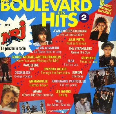 DISQUE VINYLE 33T BOULEVARD DES HITS N2. LA VIE PAR PROCURATION DE J.J. GOLDMAN / NUIT SANS ISSUE DE J. PIETRI / ELLE EST OARTIE DE PARTENAIRE PARTICULIER / BE BOP PAR LES AVIONS / LA FIEVRE DANS LE SIANS DE ALAIN CHAMFORT / T'EN VA PAS DE ELSA...