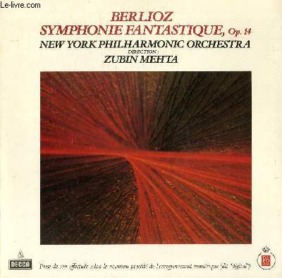 DISQUE VINYLE 33T SYMPHONIE FANTASTIQUE OP14. NEW YORK PHILHARMONIC ORCHESTRA SOUS LA DIRECTION DE ZUBIN MEHTA.