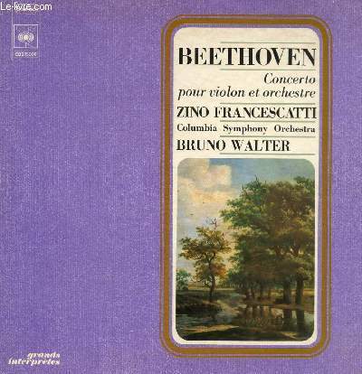 DISQUE VINYLE 33T BEETHOVEN CONCERTO POUR VIOLON ET ORCHESTRE.DIRECTION: BRUNO WALTER. 1-ALLEGRO MA NON TROPPO 2- LARGHETTO 3- RONDO. ALLEGRO. ILLUSTRATION: EKTACHROME GIRAUDON- PARIS.