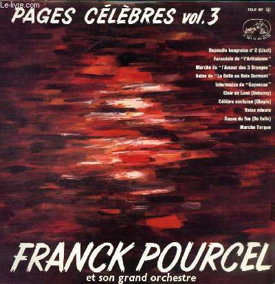 DISQUES VINYLE 33T FRANCK POURCEL ET SON GRAND ORCHESTRE. RAPSODIE HONGROISE N2, INTERMEZZO DE 