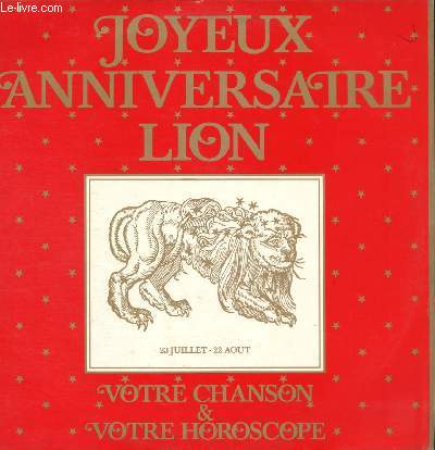 DISQUE VINYLE 33T LA CHANSON JOYEUX ANNIVERSAIRE, L'HOROSCOPE LION.