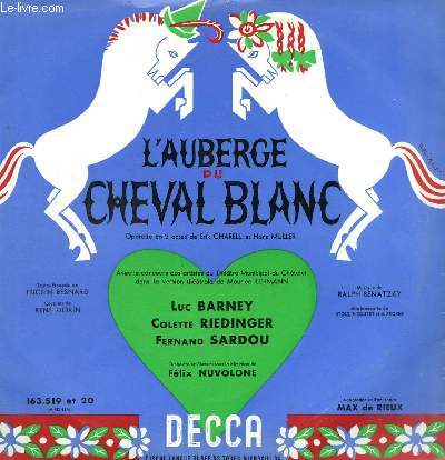 DISQUE VINYLE 33T L'AUBERGE DU CHEVAL BLANC.