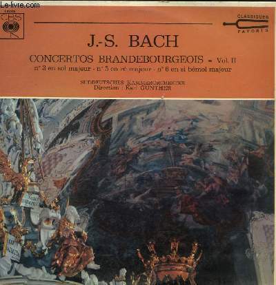 DISQUE VINYLE 33T CONCERTOS BRANDEBOURGEOIS.