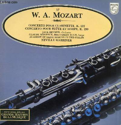 DISQUE VINYLE 33T CONCERTO POUR CLARINETTE, CONCERTO POUR FLUTE ET HARPE.