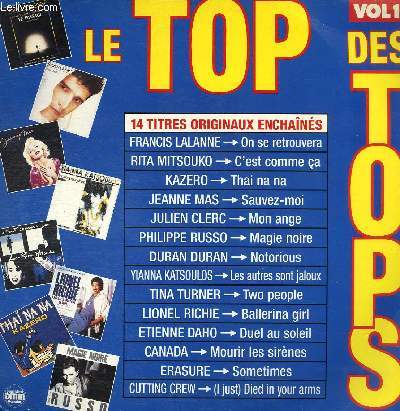 DISQUE VINYLE 33T C'EST COMME CA, SAUVEZ-MOI, DUEL AU SOLEIL, TWO PEOPLE, MON ANGE, SOMETIMES, LES AUTRES SONT JALOUX, NOTORIOUS, ON SE RETROUVERA, DIED IN YOUR ARMS, MAGIE NOIRE, THAI NA NA, BALLERINA GIRL, MOURIR LES SIRENES.