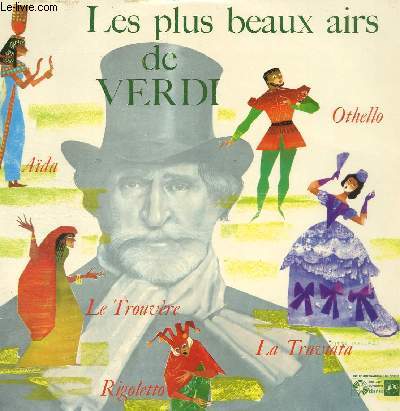 DISQUE VINYLE 33T LES PLUS BEAUX AIRS DE RIGOLETTO, LE TROUVERE, LA TRAVIATA, AIDA, OTHELLO.