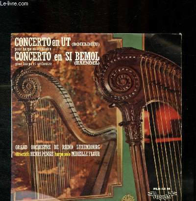 DISQUE VINYLE 33T CONCERTO EN UT POUR HARPE ET ORCHESTRE, CONCERTO EN SI BEMOL POUR HARPE ET ORCHESTRE.