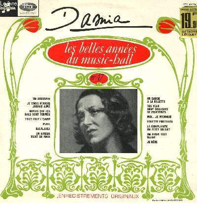 DISQUE VINYLE 33T UN SOUVENIR, JE CROIS N'AVOIR JAMAIS AIME, DEPUIS QUE LES BALS SONT FERMES, TOUT FOUT L4CAMP, PLUIE, BALALAIKA, MON AMOUR VIENT DE FINIR, ON DANSE A LA VILETTE, TES YEYX SONT COULEUR DE PRINTEMPS, MOI... JE M'ENNUIE, FOUETTE POSTILLON...