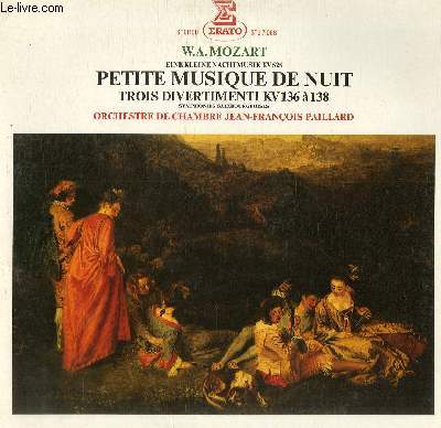 DISQUE VINYLE 33T PETITE MUSIQUE DE NUIT, DIVERTIMENTO EN FA MAJEUR, DIVERTIMENTO EN RE MAJEUR, DIVERTIMENTO EN SI BEMOL MAJEUR.