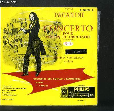 DISQUE VINYLE 33T CONCERTO N4 POUR VIOLON ET ORCHESTRE.