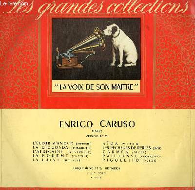 DISQUE VINYLE 33T L'ELIXIR D'AMOUR, LA GIOCONDA, L'AFRICAINE, LA BOHEME, LA JUIVE, AIDA, LES PECHEURS DE PERLES, CARMEN, PAILLASSE, RIGOLETTO.