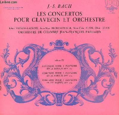 DISQUE VINYLE 33T LES CONCERTOS POUR CLAVECIN ET ORCHESTRE.