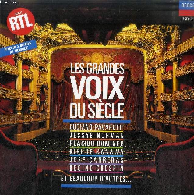 DISQUE VINYLE 33T : LES GRANDES VOIX DU SIECLE - Cristina Deutekom, La Flte enchante, Air de La Reinde de la Nuit. Kiri Te Kanawa, Les Noces De Figaro, Air De La Comtesse 