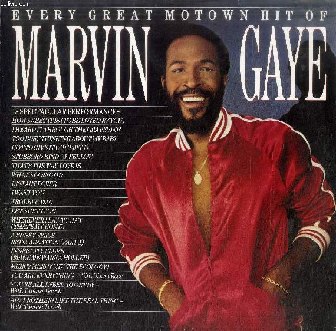 DISQUE VINYLE 33T : EVERY GREAT MOTOWN HIT OF MARVIN GAYE - I Heard It Through The Grapevine, How Sweet It Is (To Be Loved By You), What's Going On, Distant Lover, That's The Way Love Is, Stubborn Kind Of Fellow, Wherever I Lay My Hat...