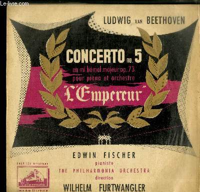 DISQUE VINYLE 33T : Concerto n5 en mi bmol majeur op.73 pour piano et orchestre 