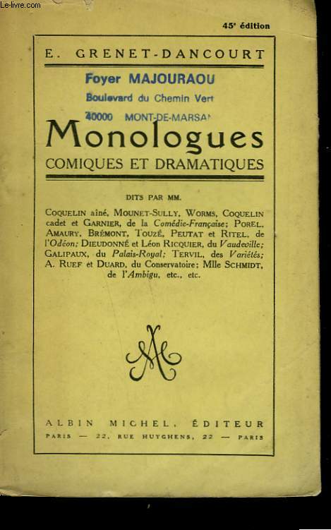 MONOLOGUES COMIQUES ET DRAMATIQUES.