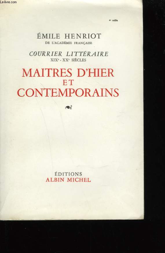 MAITRES D'HIER ET CONTEMPORAINS.