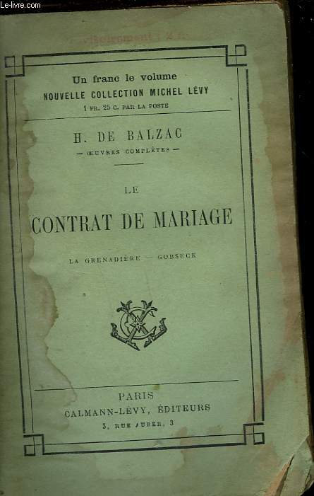 LE CONTRAT DE MARIAGE.