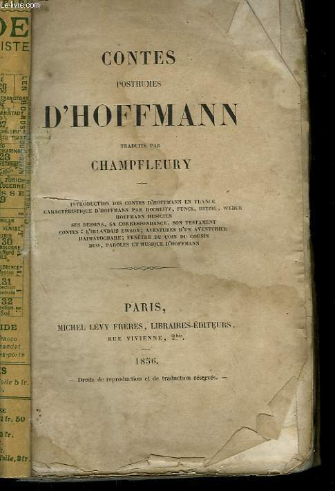 CONTES POSTHUMES D'HOFFMANN.