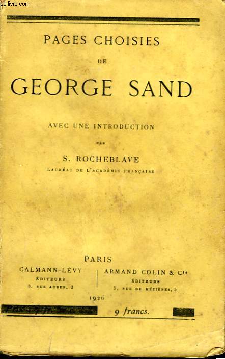PAGES CHOISIES DE GEORGE SAND.